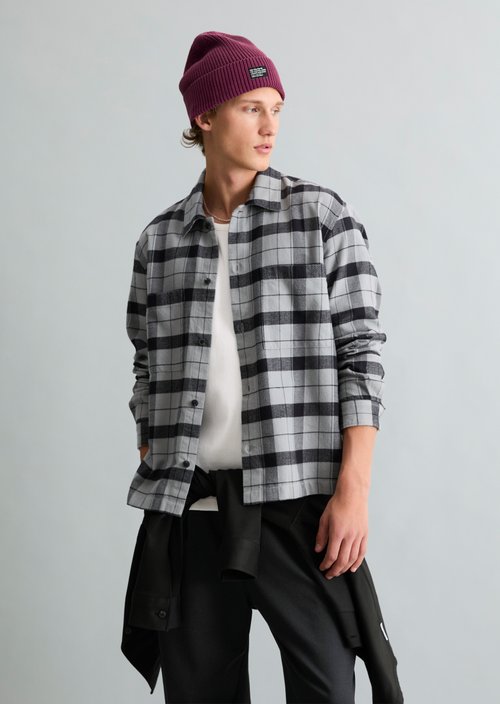 Regular-Fit Flannel Shirt — Medium Grey