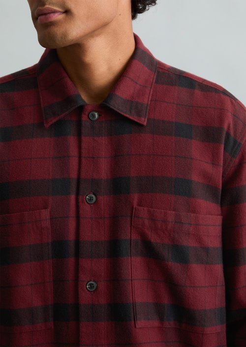 Regular-Fit Flannel Shirt — Dark Red
