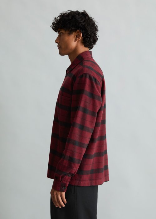 Regular-Fit Flannel Shirt — Dark Red