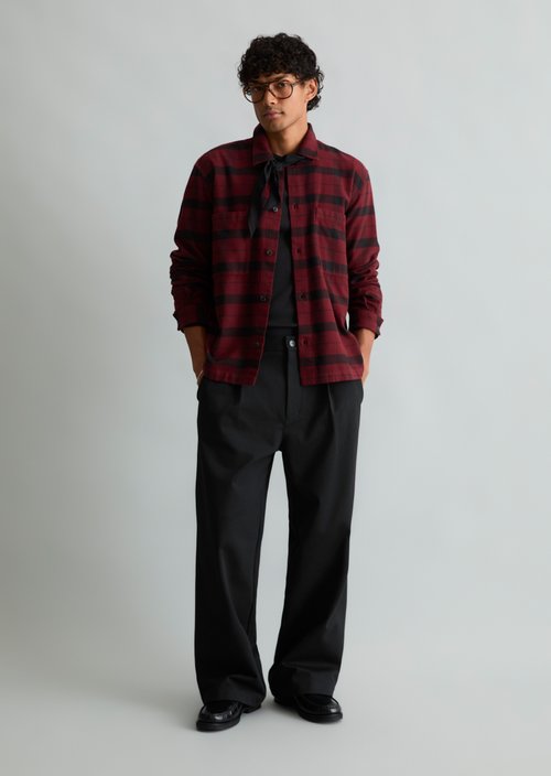Regular-Fit Flannel Shirt — Dark Red
