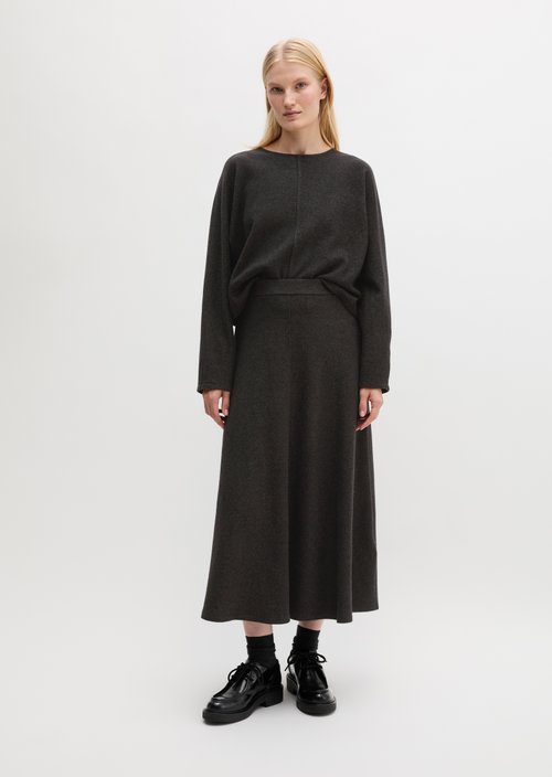 Flared pull-on skirt — Dark Graphite Melange