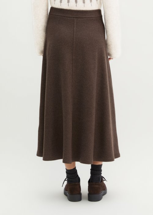 Flared pull-on skirt — Stone Brown Melange
