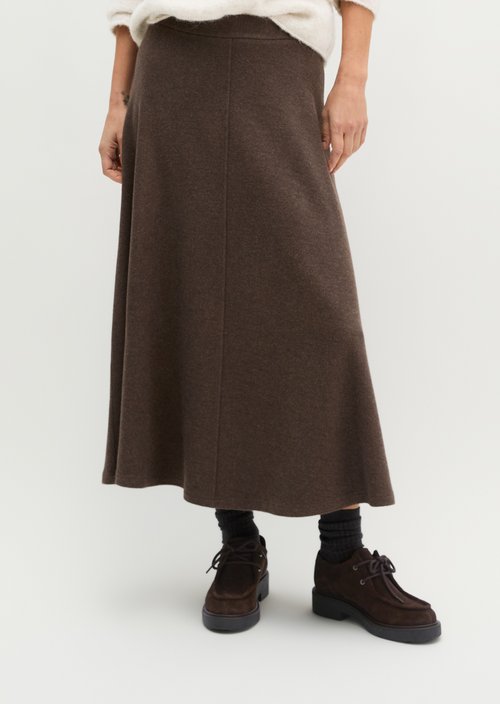 Flared pull-on skirt — Stone Brown Melange