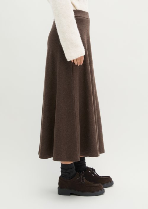Flared pull-on skirt — Stone Brown Melange