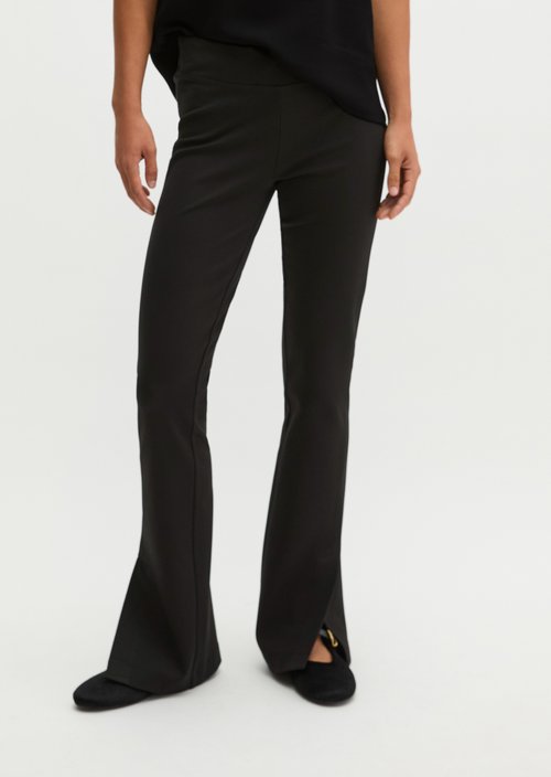 Slim Kick-Flare Pull-On Jersey Pants — Black
