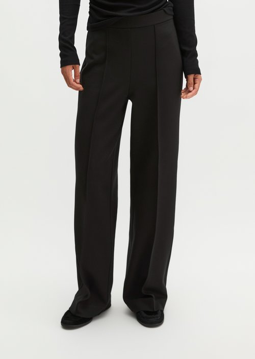 Wide Pull-On Jersey Pants — Black