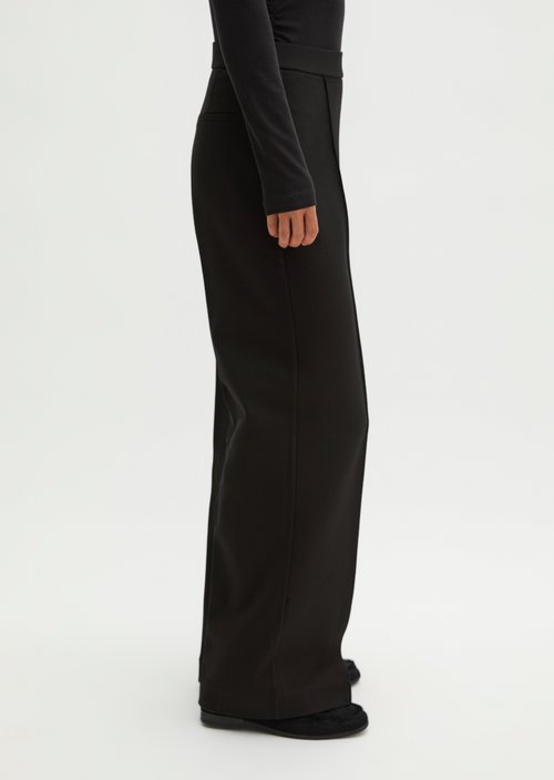 Wide Pull-On Jersey Pants — Black