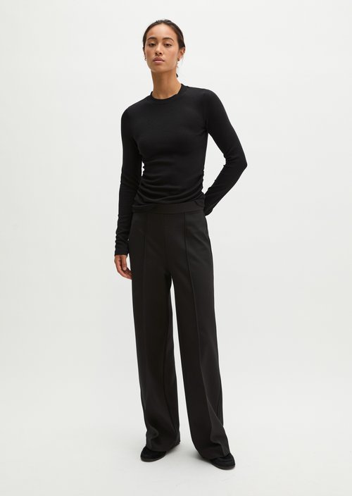 Wide Pull-On Jersey Pants — Black