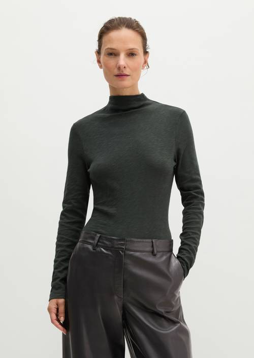 Slim-fit long-sleeve shirt Broken Graphite in front view