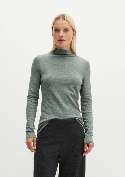 Slim-fit long-sleeve shirt — Foggy Blue