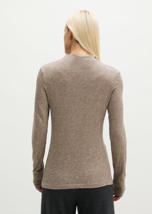 Slim-fit long-sleeve shirt — Stone Taupe Melange