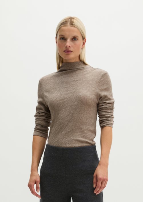 Slim-fit long-sleeve shirt — Stone Taupe Melange