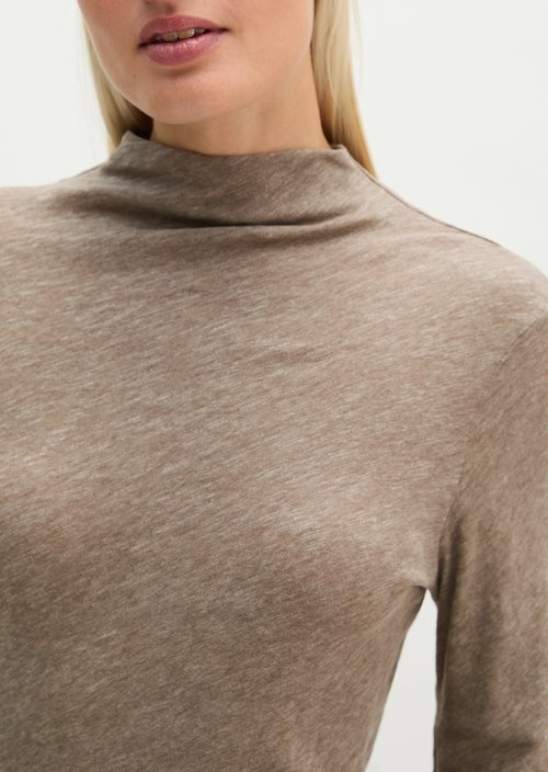 Slim-fit long-sleeve shirt — Stone Taupe Melange