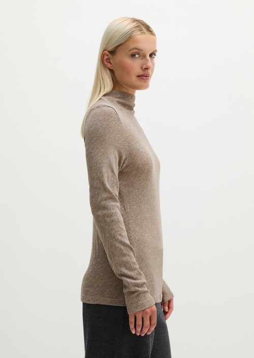 Slim-fit long-sleeve shirt — Stone Taupe Melange