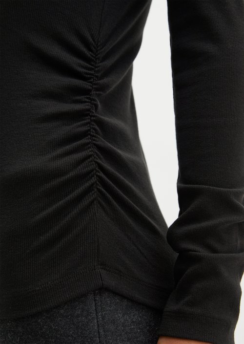 Slim-Fit Ribbed Long-Sleeve Shirt — Black