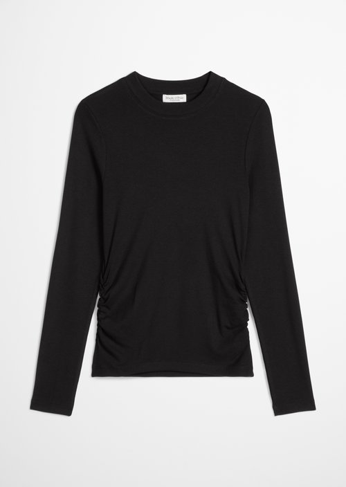 Slim-Fit Ribbed Long-Sleeve Shirt — Black