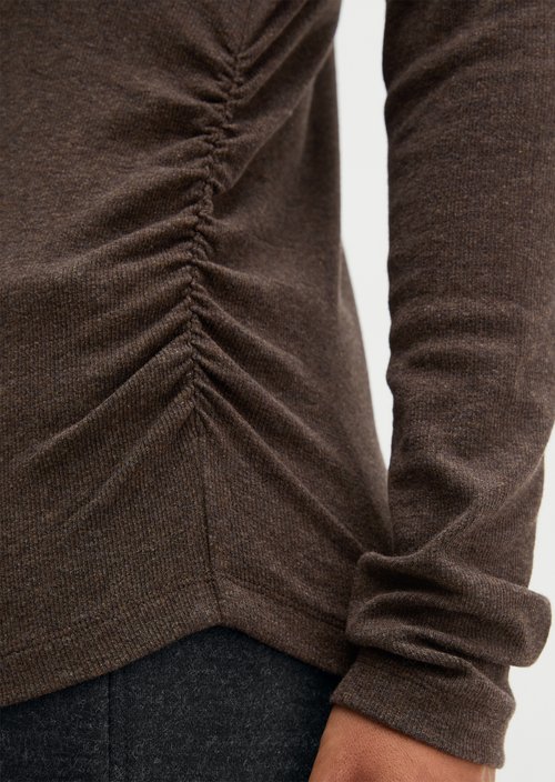 Slim-Fit Ribbed Long-Sleeve Shirt — Stone Brown Melange