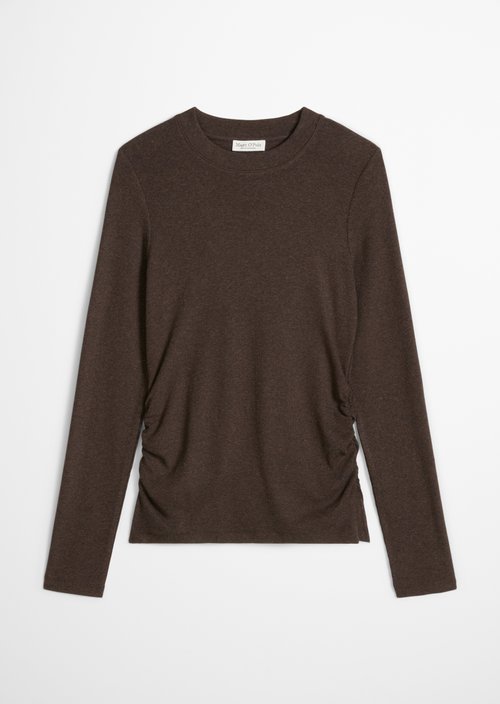 Slim-Fit Ribbed Long-Sleeve Shirt — Stone Brown Melange