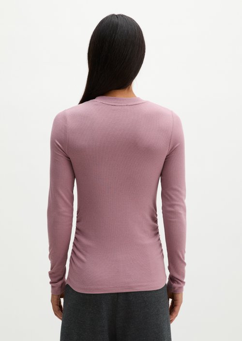 Slim-Fit Ribbed Long-Sleeve Shirt — Gentle Mauve