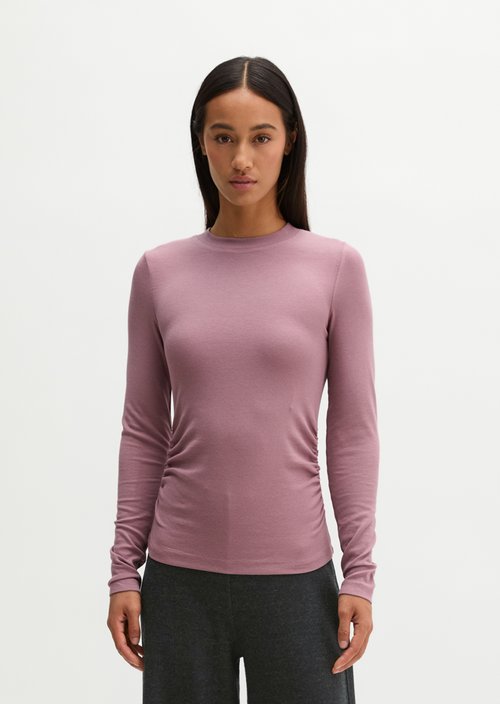 Slim-Fit Ribbed Long-Sleeve Shirt — Gentle Mauve