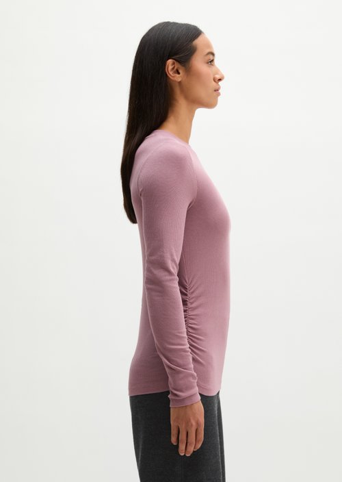 Slim-Fit Ribbed Long-Sleeve Shirt — Gentle Mauve