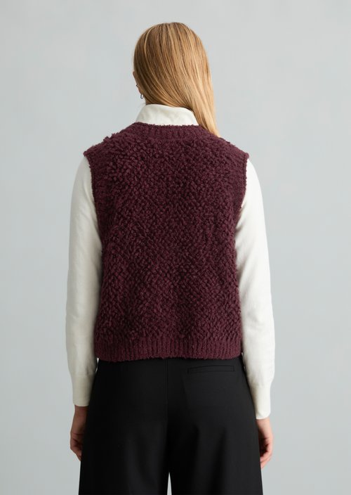 Sleeveless Bubble Bouclé Cardigan, Regular Fit — Rhubarb Jam