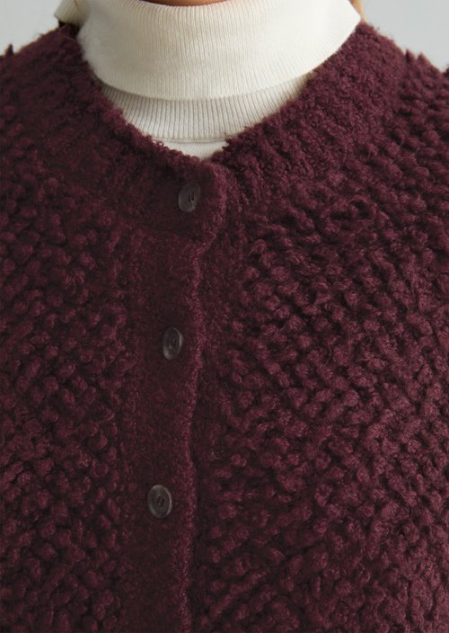 Sleeveless Bubble Bouclé Cardigan, Regular Fit — Rhubarb Jam