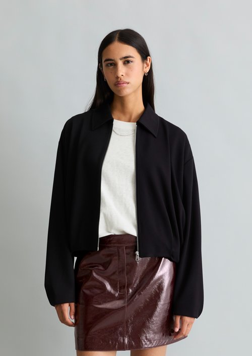Relaxed-Fit Jersey Jacket — Black