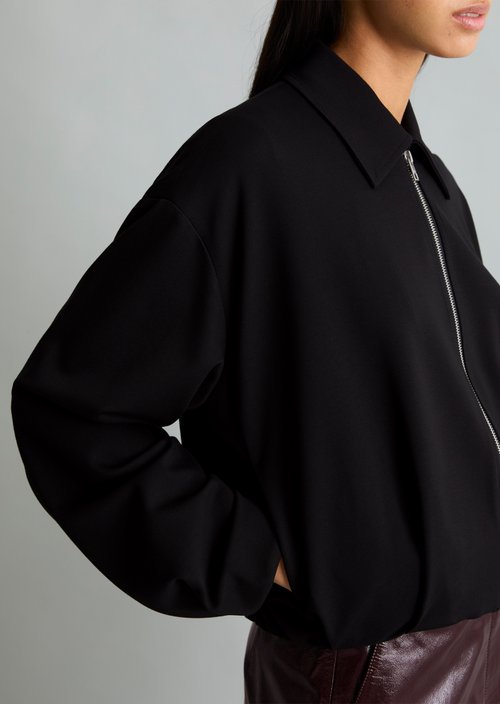 Relaxed-Fit Jersey Jacket — Black