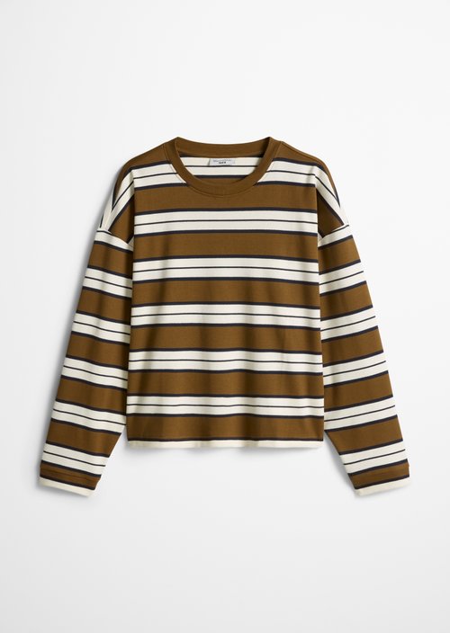 Relaxed-fit Striped Long-Sleeve Shirt — Medium Brown