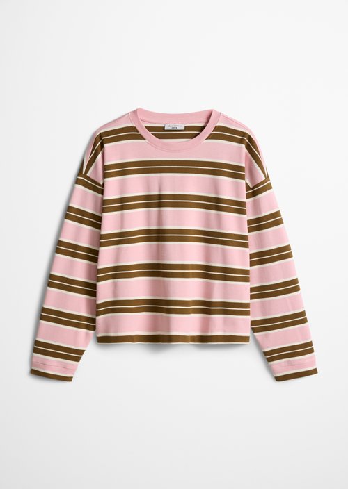 Relaxed-fit Striped Long-Sleeve Shirt — Light Pink