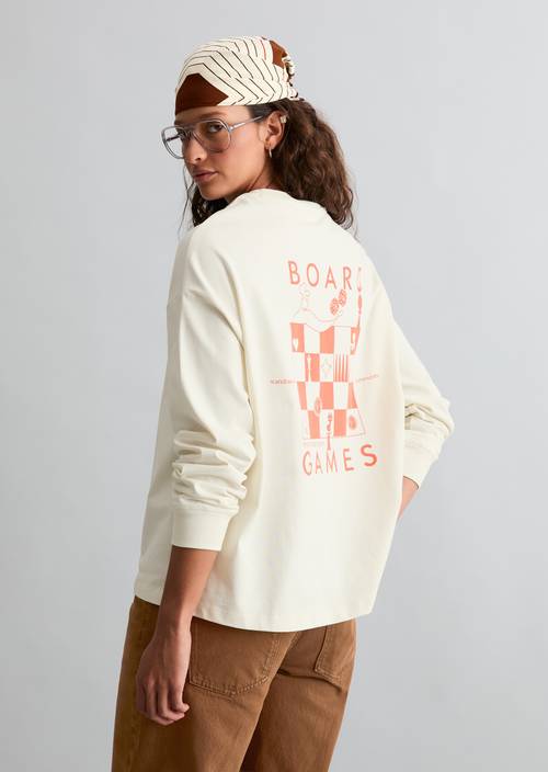 Longsleeve relaxed Creamy White in Frontalansicht
