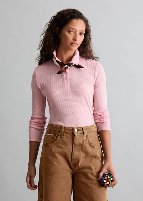 Polo slim Strawberry Cream en vue de face