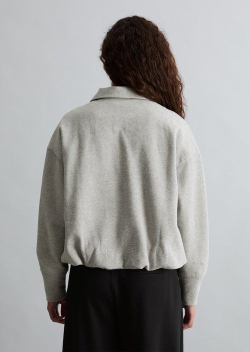 Loose-fitting polo sweatshirt — Stone Melange