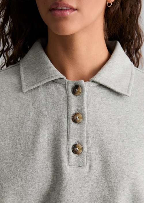 Loose-fitting polo sweatshirt — Stone Melange