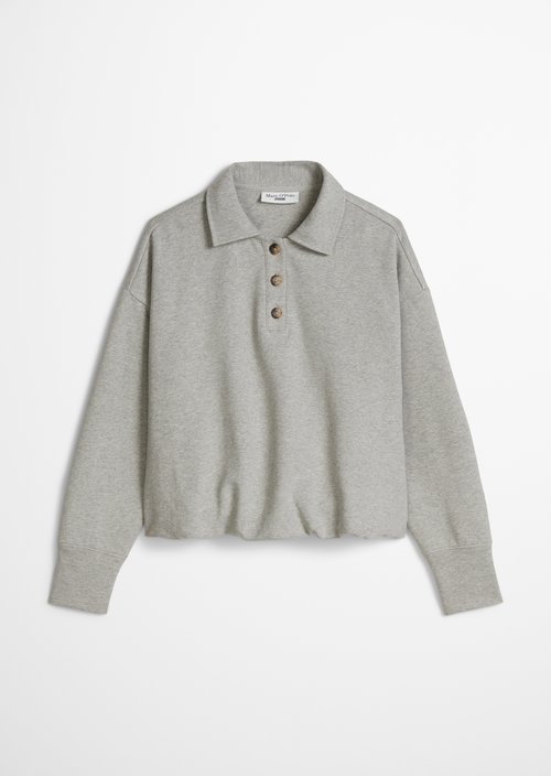 Loose-fitting polo sweatshirt — Stone Melange
