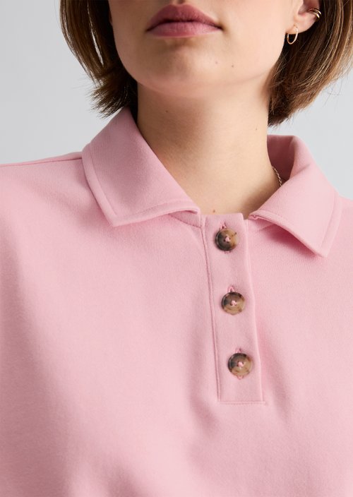 Loose-fitting polo sweatshirt — Strawberry Cream