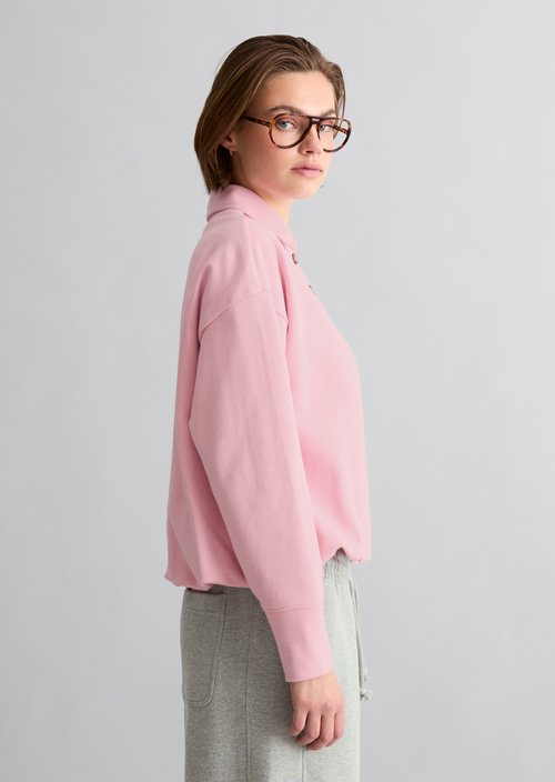 Loose-fitting polo sweatshirt — Strawberry Cream