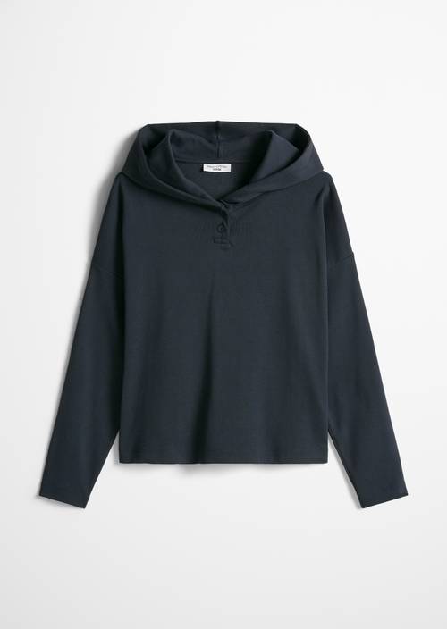 Kapuzen-Longsleeve relaxed Blue Depths in freigestellter Ansicht ohne Model