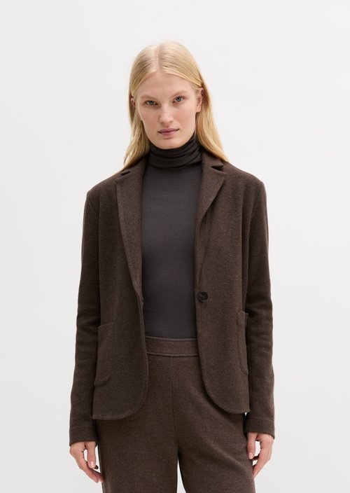 Regular-Fit Jersey Blazer — Stone Brown Melange