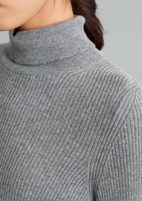 Rollkragenpullover slim Dark Shadow Melange in Detailansicht