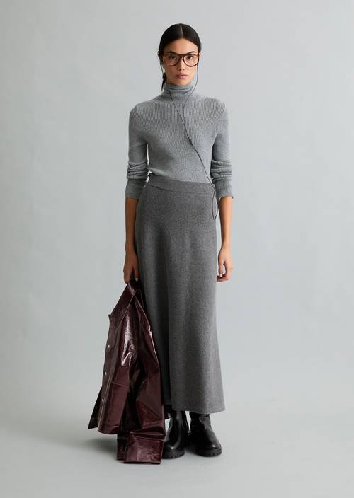 Rollkragenpullover slim Dark Shadow Melange in Frontalansicht