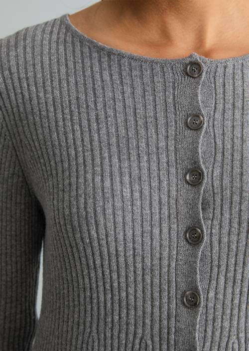 Slim-fit cardigan Dark Shadow Melange in detail view