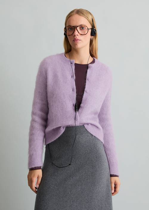 Cozy Regular-Fit Cardigan Lumi Lilac in front view