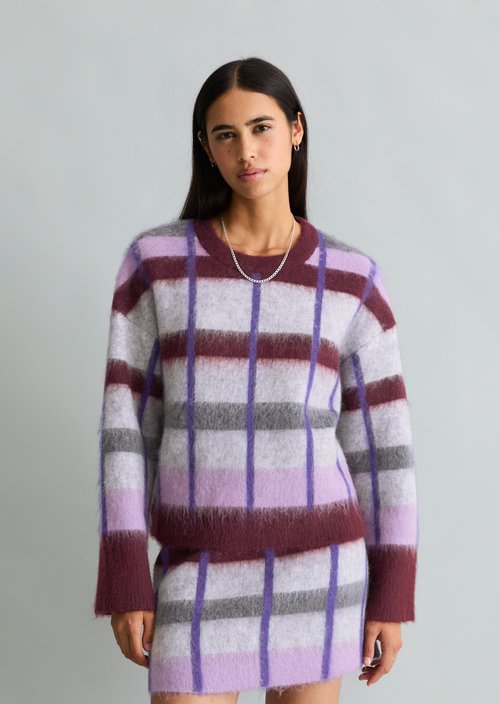 Oversized Jacquard Sweater — Dark Purple
