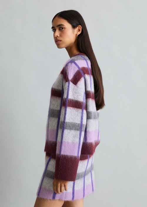 Oversized Jacquard Sweater — Dark Purple