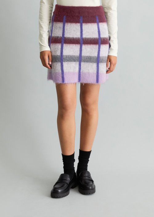Regular-Fit Jacquard Knit Skirt — Dark Purple