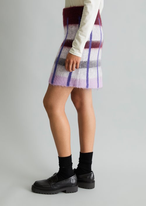 Regular-Fit Jacquard Knit Skirt — Dark Purple