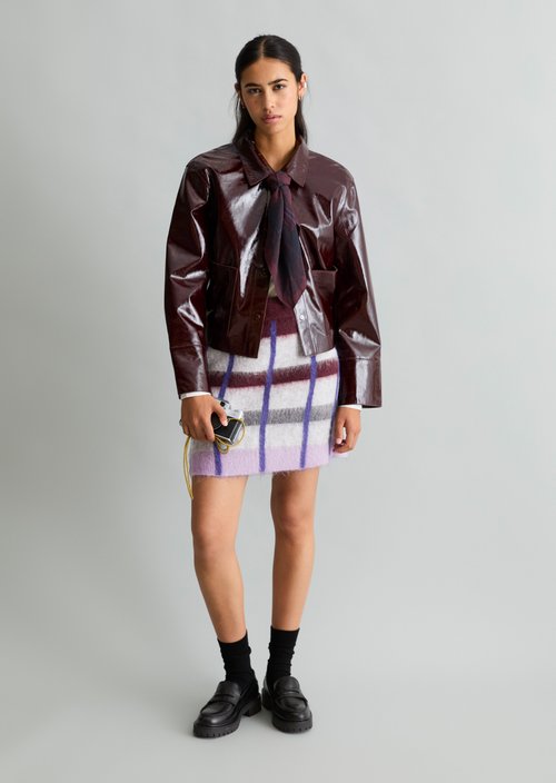 Regular-Fit Jacquard Knit Skirt — Dark Purple