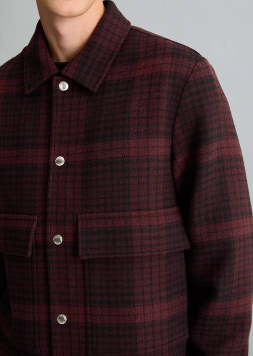 Regular-Fit Outdoor Jacket with Checkered Pattern Black in detail view